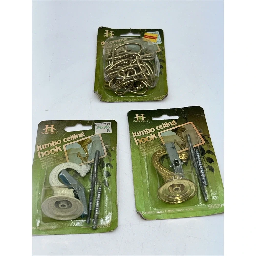 Vintage NOS Homecraft Jumbo Ceiling Hooks And Decorative Planter Chain 1980's